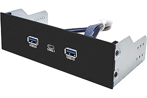 EZDIY-FAB 2-portowy USB 3.0 + USB 3.1 typ C GEN 2-5,25-calowy przedni koncentrator USB [20-biegunowa wtyczka- kabel 73 cm] metalowy przedni koncentrator USB, przedłużacz USB 3.1, 10 Gb/s, szybka