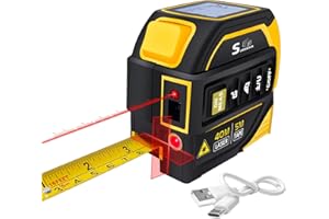 SUNHAIXIA 4-in-1 Laser Tape Measure with Laser Level Crosshairs | 130ft/40m Laser Distance + 16ft/5m AutoLock Tape | Backlit LCD Display (Ft/Inch/M/mm & Fractions) | for DIY, Construction, Interior Design