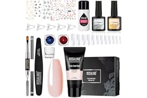 ROSALIND Rosa Kit Ricostruzione Unghie Gel, 60ml Poly Nail Gel Unghie Extension Gel Acrigel per Unghie Set con Unghie Finte/Base e Top Coat per Principianti Manicure da Salone