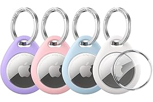 UNBREAKcable 360° Protective Case for AirTag, AirTags Keyring Holder [Easy to Install] [Scratch Resistant] TPU Full Cover Case with 304 Stainless Steel Keychain, Multicolor - 4 Pack