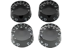 Musiclily Pro Pulgadas Guitarra Botones de Potenciómetro Cilíndrica Perillas Speed Knobs para Guitarra Eléctrica USA Les Paul, Negro (Juego de 4)