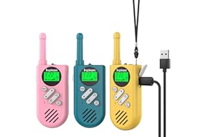 Inspireyes Talkie Walkie Enfants Rechargeable, 48 Heures de Temps de Travail, Longue Portée de 3 Kilomètres, Cadeaux d'anniversaire pour Garçons Filles, Jouets de Plein air pour Enfants de 3 à 12 Ans