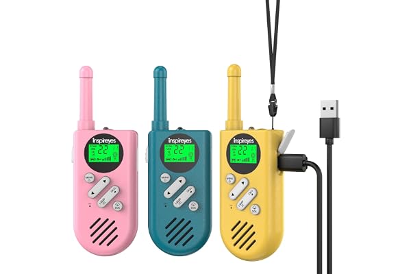 Inspireyes Talkie Walkie Enfants Rechargeable, 48H Autonomie, Longue Portée 3 Mile, Cadeau Anniversaire Enfant Garçon Fille, Jouet Extérieur 3-12 Ans