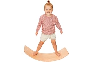 MagicMeadow Wooden Sensory Balance Board for Kids - Autism Friendly Baby Toy, Wobble Board, Seesaw, Balance for Sensory Play - Premium Wooden Wobble Board for Kids, Safe Balance Board