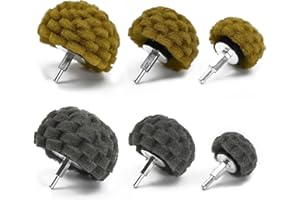 DQZSY Lot de 6 forets de ponçage en non-tissé gris et jaune, tête de ponçage pour brossage, éponge à récurer moulée avec poignée de 1/4" pour collecteur, aluminium, acier inoxydable, chrome