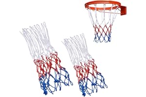 Dinghaole 2 PCS Heavy Duty Basketball Net, Replacement Hoop Nets for Indoor Outdoor Sports，Woven tricolour nets