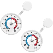Lot De 6 Thermomètres De Fenêtre Analogiques - Transparent, Aiguille Métal - Plage -50°C à +50°C - Étanche IP66 - 2