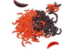 Senven Artificial lombriz, Silicona Suave biomimética Cebo lombriz Señuelos Pesca lombriz Simulación Gusanos Rojos plástico Ambiente Verde Fuerte tentación Cebo Falso RedWorm - 200Pcs