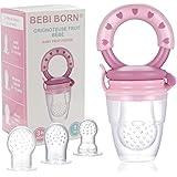 BEBI BORN 1 Ciuccio Frutta Neonati + 3 Taglie di Tettarelle Silicone senza BPA 3 a 24 mesi - allevia il dolore alle gengive -