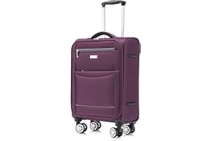 DK Luggage Cabin 20" Lightweight Suitcases 4 Wheel Spinner WLS08 Purple