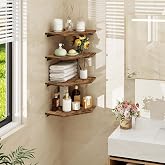 Wooden Cave Rustic Corner Wall Shelf Set of 4, 11x11 Inch, Floating Shelf | Perfect For Aesthetic Storage And Decor