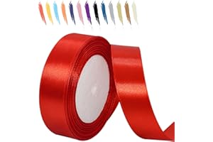 MORAINJAY 25mm Cinta de Satén Bien,23M Cinta Regalo Rojo para Envolver Regalos,Cinta de Lazo,Cinta de Globos,Cinta de Ramo,Cinta de Cumpleaños Regalo,Cinta de Raso para Vestidos de Bodas Decoración