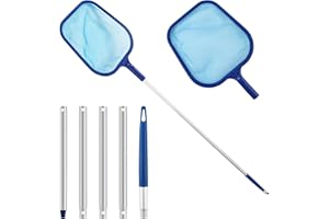 ZHYLUO 120cm Pool Kescher Feinmaschig, mit Teleskopstange, Kescher für Pool, Kächersieb Pool, 5 abnehmbare Aluminiumstangen, für Schwimmbäder, Teiche, Spas