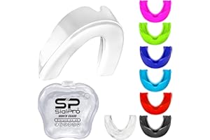 SIALPRO Mouthguards Slim Fit Junior Mouldable Gum Shield with Case for Boxing Men MMA Rugby Hockey Basketball Muay Thai Kickboxing Football All Contact Sports(<11 Years, White)