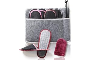 Amazy Zapatillas Casa (8 Pares) Incl. Bolsa + Calzador + Paño Limpieza | Zapatillas de casa para mujer y hombre ideales para invitados | Pantuflas antideslizantes de fieltro – (Tallas 38-48)