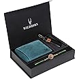WildHorn Rakhi Gift Hamper for Brother - Classic Men's Combo/Gift Set of Leather Wallet, Keyring and Rakhi for Brother/Bhaiya. (Blue Hunter)
