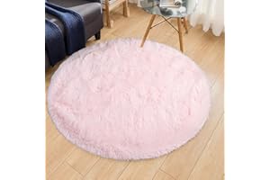 lekeplus Rugs Round Soft Shaggy Rugs Non-shedding Non-slip Rugs Modern Indoor Outdoor Fluffy Rugs, For Living Room, Bedroom, Children's Room Round Carpet (Pink, 120x120cm)