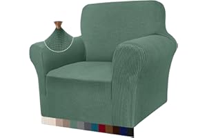 Granbest Funda de sofá de alta elasticidad, moderna, de tela jacquard elástica, para salón, protección para hogares con perros y mascotas, 1 plaza, salvia