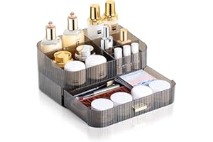 ELUCHANG Kosmetik Organizer mit stapelbaren Schubladen 30x20x14.5CM Große Make up Organizer mit 12 Fächern Skincare Schmink Organizer Aufbewahrung für Pinsel Schrank Schublade Koffer Pinsel Bad