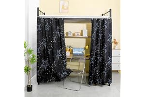 Treer Dormitory Bunk Bed Curtain, Blackout Curtains Students Dorm Bed Canopy Privacy Curtain for Girls Sleeper Bunk Dustproof Bed Shading Curtains (1.5M x 2.2M(1 Piece),Black stars)
