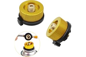 JustYit 2 PCS Golden Camping Gas Adapter Outdoor Camping Stove Gas Bottle Adaptor Split Burner Oven Gas Connector for Hiking and Camping Gas Burner