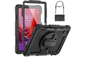 SEYMCY Case for Lenovo Tab M11/Tab K11 LTE 11 inch 2024, Full-Body Shockproof with Screen Protector, 360° Rotating Stand & Hand Strap, Carrying Strap, Pen Holder for Lenovo M11/K11 Tablet Case, Black