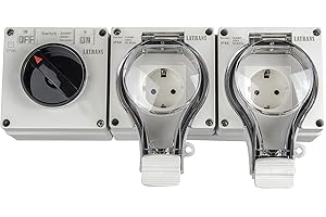 LATRANS Natynkowe gniazda wtykowe z zestykiem ochronnym 1-krotne lub 2-krotne IP66 nawet wtedy, gdy wtyczka jest włączona (podwójne gniazdko z włącznikiem/wyłącznikiem)