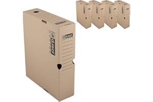 D.RECT- 5 Stück Archivbox 1080 Archiv-Schachtel Umzugskarton Archiv-Ablagebox A4 80mm, Braun