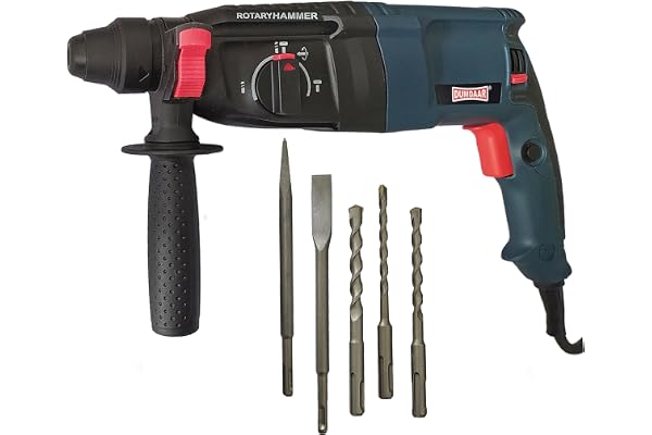 Inditrust Dumdaar DM (Without Box) 100% Copper Winding 1250W Rotary hammer drill machine with 3pc Hammer drill bit and 2pc chisel set