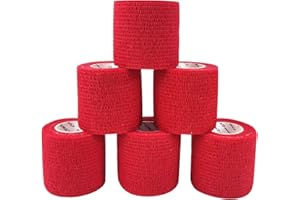 COMOmed Non-woven fabric self-adhesive Bandage venda cohesiva Mascota Vendaje Rojo 5cm X 4.5m 6 Volumen