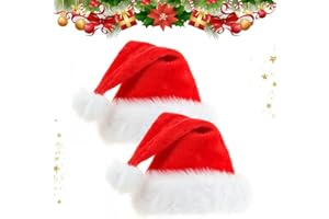 LGZIN 2 Pezzi Cappello di Babbo Natale, Cappelli di Natale in Peluche, Rosso Babbo Natale Cappello, Classica Rosso Cappello da Babb, Adatto per Le Feste di Natale e Capodanno