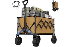 TRIUMPHKEY Chariot roulettes Chariot de Transport Pliable,Chariot de Jardin,120L Chariot de Plage,600D Oxford Waterproof Chariots de Courses,Capacité de 100kg
