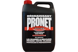 PRONET - Dégraissant cuisine puissant - Nettoie et dégraisse efficacement toutes les surfaces lavables - Action rapide et efficace sur les graisses alimentaires carbonisées et anciennes - 5 L