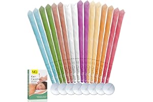 MQ Ear Candles,16Pcs Ear Wax Remover All Natural Ear Candles Beeswax Candling Cones with 8 Protective Disks (8 Colours)