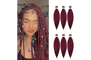 DT CHERYL Rajout Cheveux Tresses 66cm Lot De 6 Extensions De Cheveux TresséS Pré-éTiréS EZ Yaki Texture Braids Meches Cheveux Naturel Extension Pre Stretched Braiding Hair(900#)