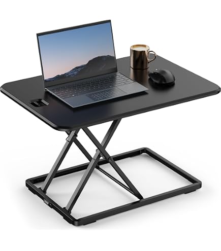 Thingyclub Convertisseur Bureau Assis-Debout Réglable – Plateau Extra Large 76,5 X 51 Cm, Hauteur 55-430 Mm, Charge 11,3 Kg, Ergonomique Sans Montage