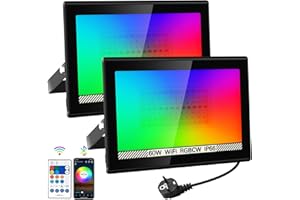 NATPOW Proyector RGB Exterior Foco LED 60W Foco RGB Con APP Bluetooth y Mando a Distancia, IP66 Impermeable Floodlight LED que cambia de color, colour Luce para jardines, patios