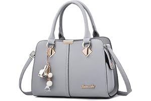 DORRISO Borsa Donna Borsa a Mano - Media Moda Ornamenti Multitasche Pelle PU Impermeabile Leggera per Lavoro Quotidiano Viaggio Casual Shopper Grigio Elefante