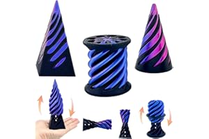JoyJoyful 3 Pcs Impossible Cone Fidget Toys for Kids Adults, 3D Printed Spiral Cone Pyramid Passthrough Sculpture, ADHD Tangle Desk Toys for Stress, Vortex Thread Illusion Deco Souvenir Gift (Black)