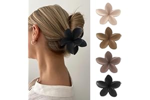 ZOUIQSS 4 Stück Blumen-Haarklammern, Hawaii-Haarklammern mit rutschfestem Clip, Haarstyling-Zubehör für Frauen und Mädchen, 8 cm starker Halt, große Haarklammern für dickes Haar(Style 3)