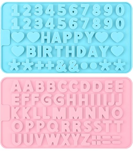 UTMACH 2 Stampi Silicone Lettere E Numeri Per Torte Stampo Silicone Numeri Grandi 0-9 Stampo Silicone Lettere Alfabeto Grandi A-Z Facili da Rilasciare con 2 Contagocce per Torte, Cottura, Cioccolato