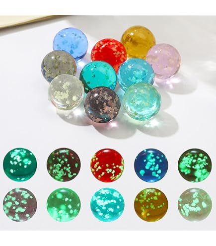 HIQE-FL 50 Billes De Verre Lumineuses Phosphorescentes - Billes Colorées Qui Brillent Dans Le Noir - Jouet Éducatif Et Décoration