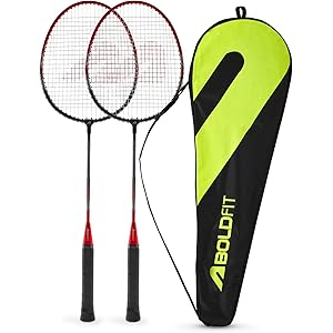 Boldfit Badminton Rackets Aluminium Badminton Racket with Full Cover Bag Standard Shuttle Bat Match Shuttle Bats Lightweight Badminton Shuttle Bat - Blue