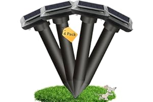 WARDBES Solar Mole Repellent Ultrasonic,Chipmunk Repellent,Deterrents for Garden Outdoor Waterproof,Repelling Gopher,Mouse,Snake, Rodent, 4 Pack Ultrasonic Solar Power Animals Repeller