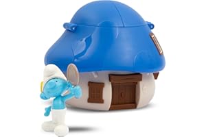 Giochi Preziosi I Puffi – Puffo Vanitoso da 5,5 cm e la Sua Casetta dei Puffi con Tetto Blu, Meccanismo Ricaricabile ed Effetto Sorpresa, per Bambini A Partire dai 3 Anni