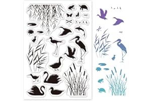 GLOBLELAND Tampon Transparents en Silicone Motif de Animal et Plante Clear Timbre pour DIY Scrapbooking Album Photo Décorations Fabrication de Cartes