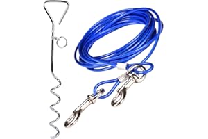 CtopoGo Anlegespirale Hundeleine, Hofleine mit Edelstahlshaken für Outdoor, Hof und Camping Geeignet für Kleine Mittlere Hunde (3m 5m 10m) (5M, Blau )