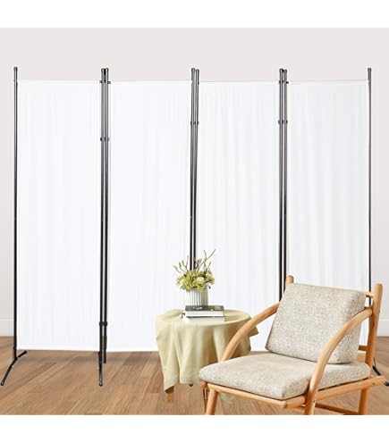Paravent 5 Pans En Teck Et Tissu Amovible – Hauteur 185cm, Largeur Totale 275cm
