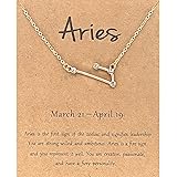 Young & Forever 18K Gold Plated 12 Zodiac Sign Constellation Letter Pendant Necklace for Women Girls, 18" Birthday Gift: 