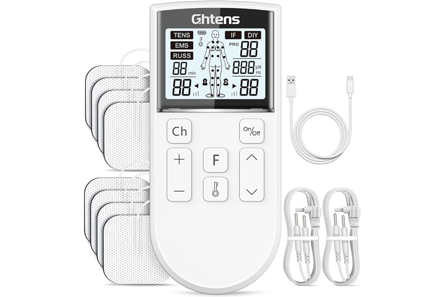 GHTENS 5 en 1 Electroestimulador Muscular‌ Profesional, Recargable 80 Modos de Estimulación, Con Función TENS/EMS/RUSS/IF/DIY